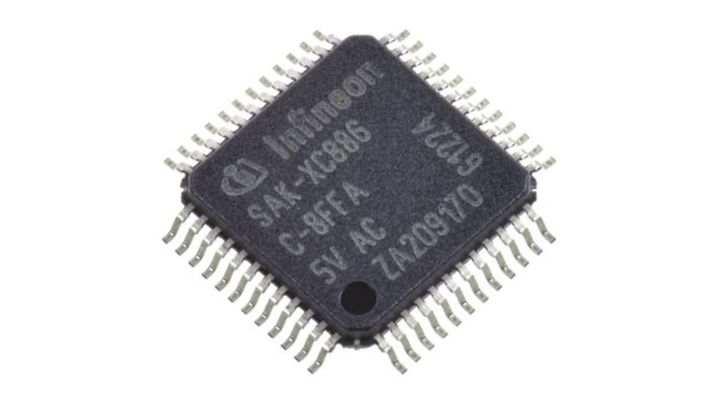 Mikrokontroler Infineon XC866 TQFP 48-pinowy Montaż powierzchniowy 8051 32 kB 8bit CAN:1 24MHz RAM:15 kB, 256 B