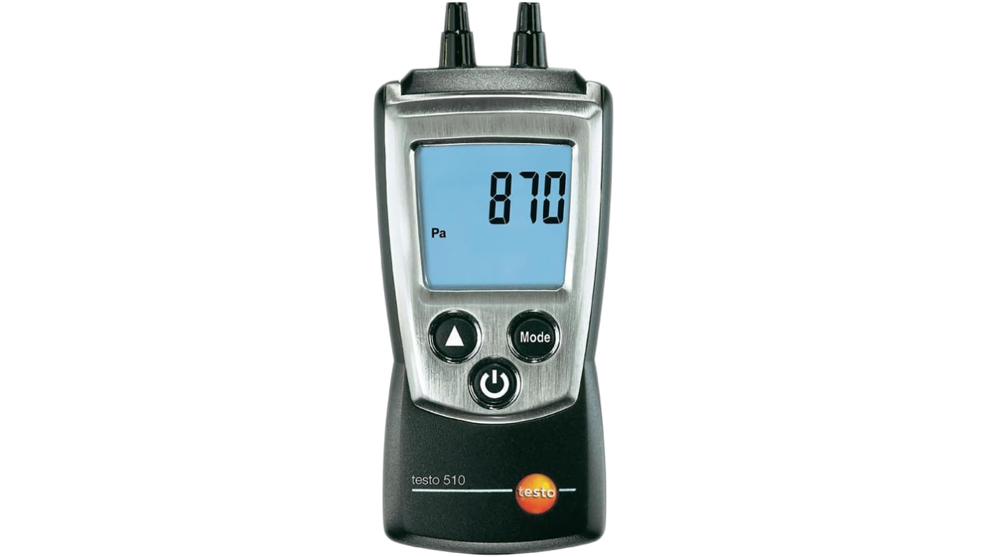 Testo 510 Differential Digital Pressure Meter Set With 2 Pressure Port/s, Max Pressure Measurement 40.15 inH2O, 100 hPa