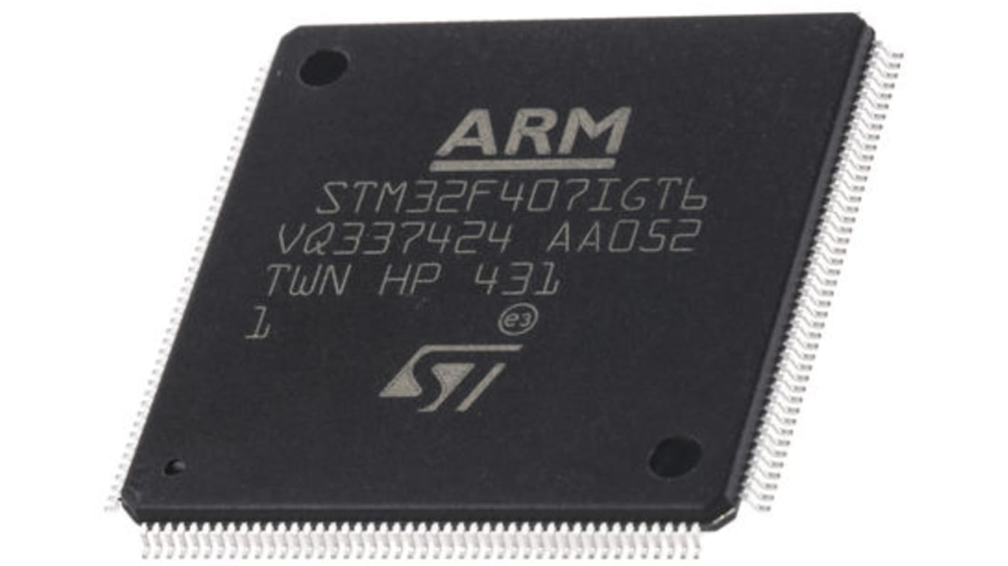 STMicroelectronics STM32F407IGT6, 32bit ARM Cortex M4 Microcontroller, STM32F4, 168MHz, 1.024 MB Flash, 176-Pin LQFP