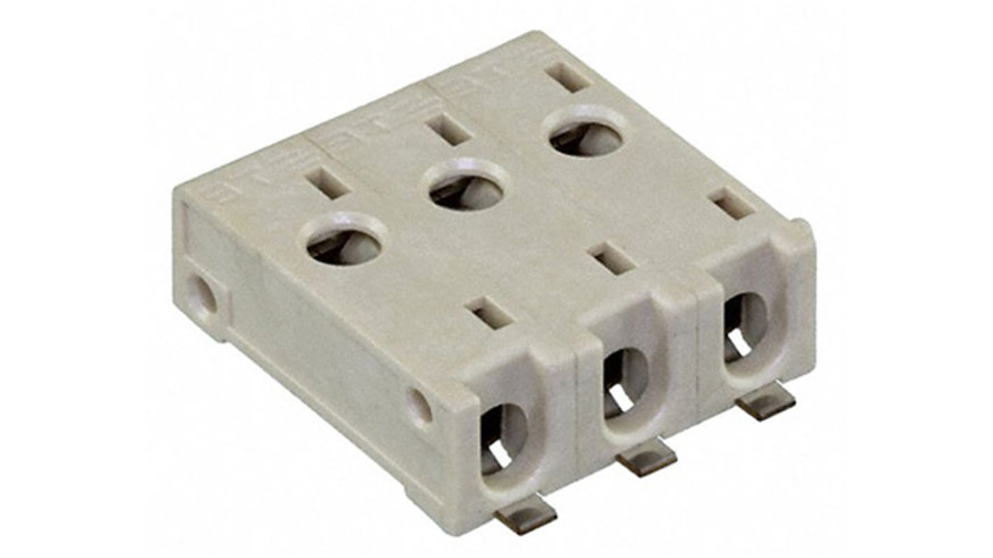 Conector hembra para PCB TE Connectivity, de 3 vías en 1 fila, paso 4mm, 400 V, 12A, Montaje Superficial, para soldar