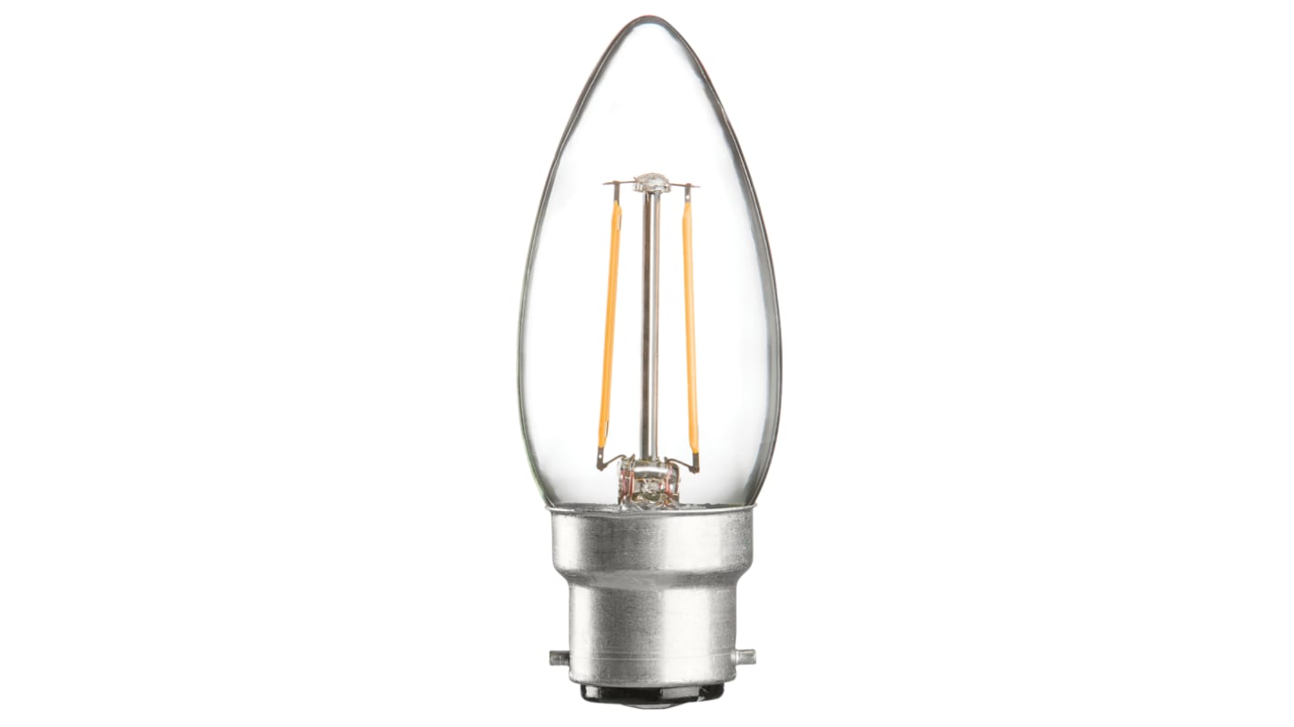 Lámpara LED de vela en forma de vela Knightsbridge, 230 V, 2 W, casquillo B22, Blanco Cálido, 2700K, 210 lm, 20000h