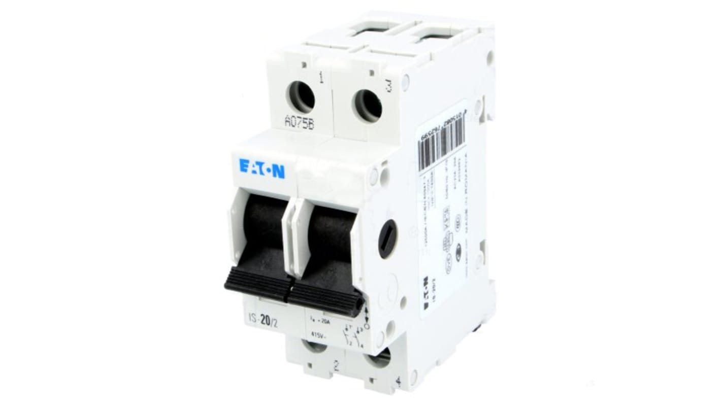 Eaton 2P Pole Isolator Switch - 20A Maximum Current, IP40