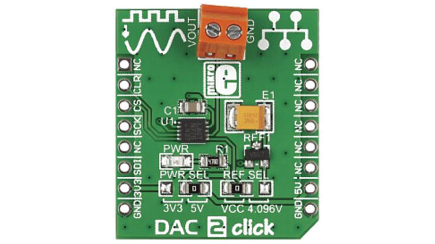 MikroElektronika 16-Bit Signalwandler-Entwicklungskit Zusatzplatine, DAC 2 Click