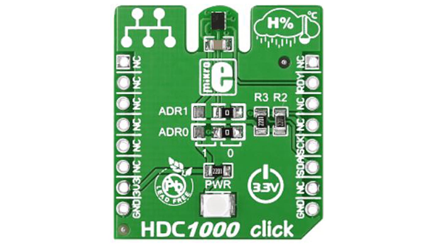 Scheda aggiuntiva Humidity Click MikroElektronika, con Sensore temperatura e umidità