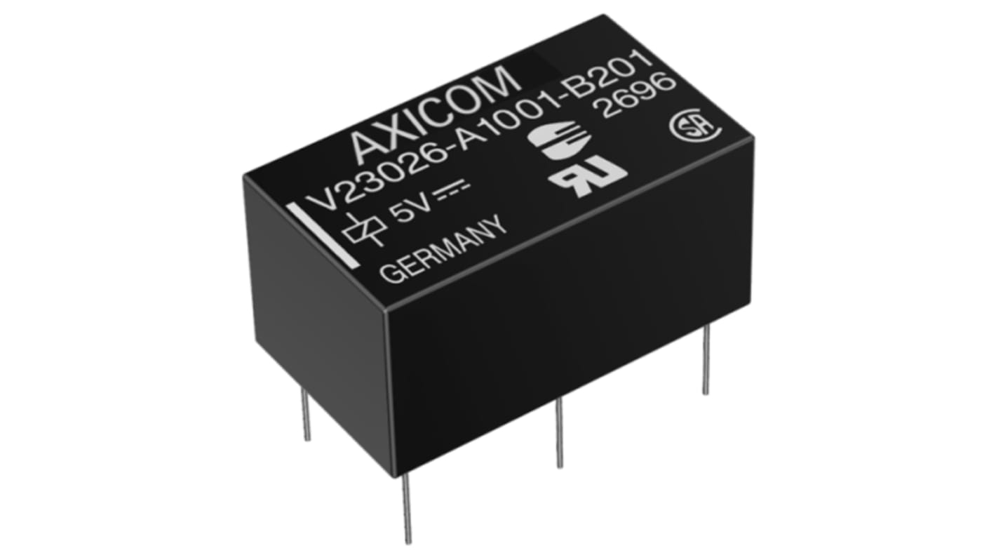 Relé de señal sin enclavamiento TE Connectivity Axicom P1, DPDT, 24V dc, 1 A dc, montaje en PCB, para