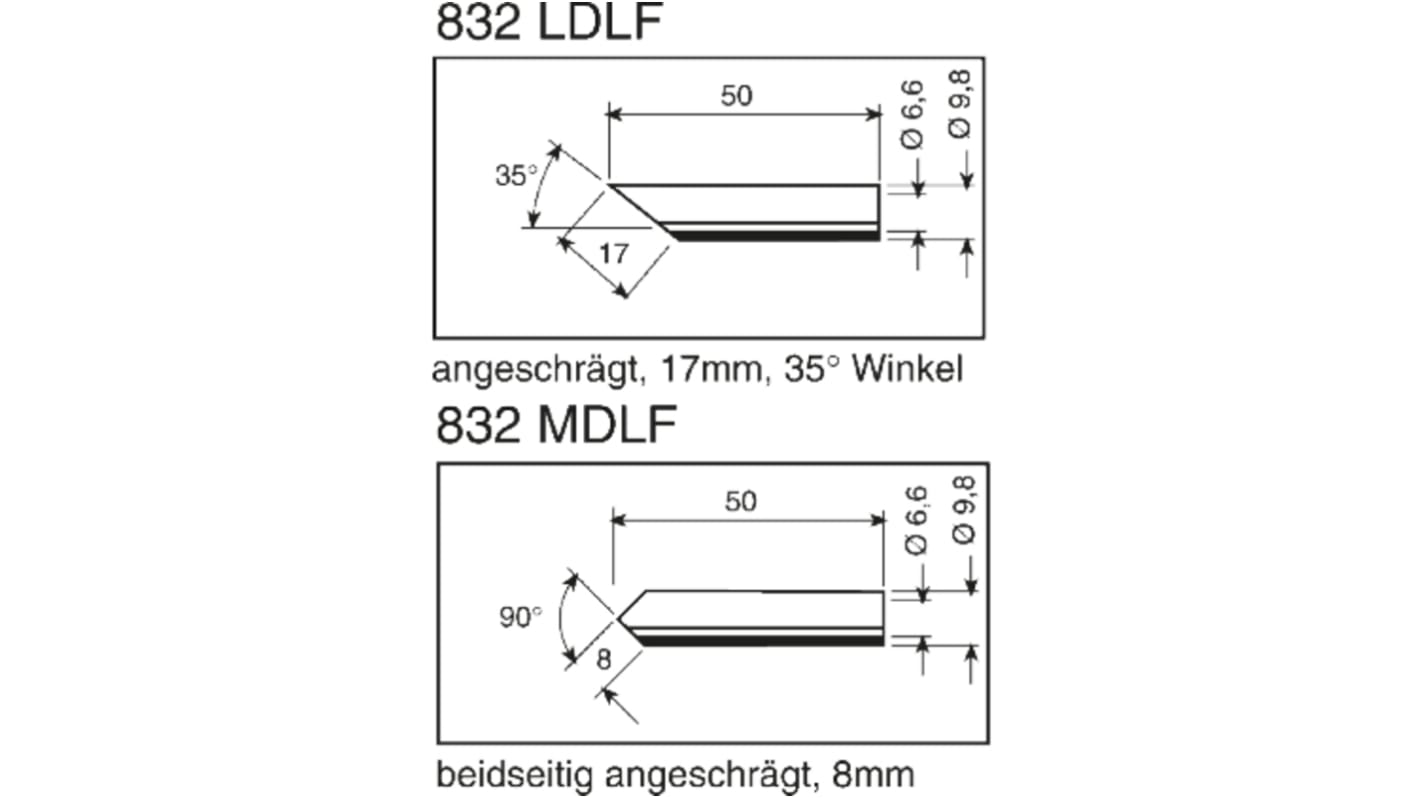 Punta de soldadura tipo Hoof Ersa, serie 832, punta de 17 mm, 35°, para usar con Herramienta De Alimentación