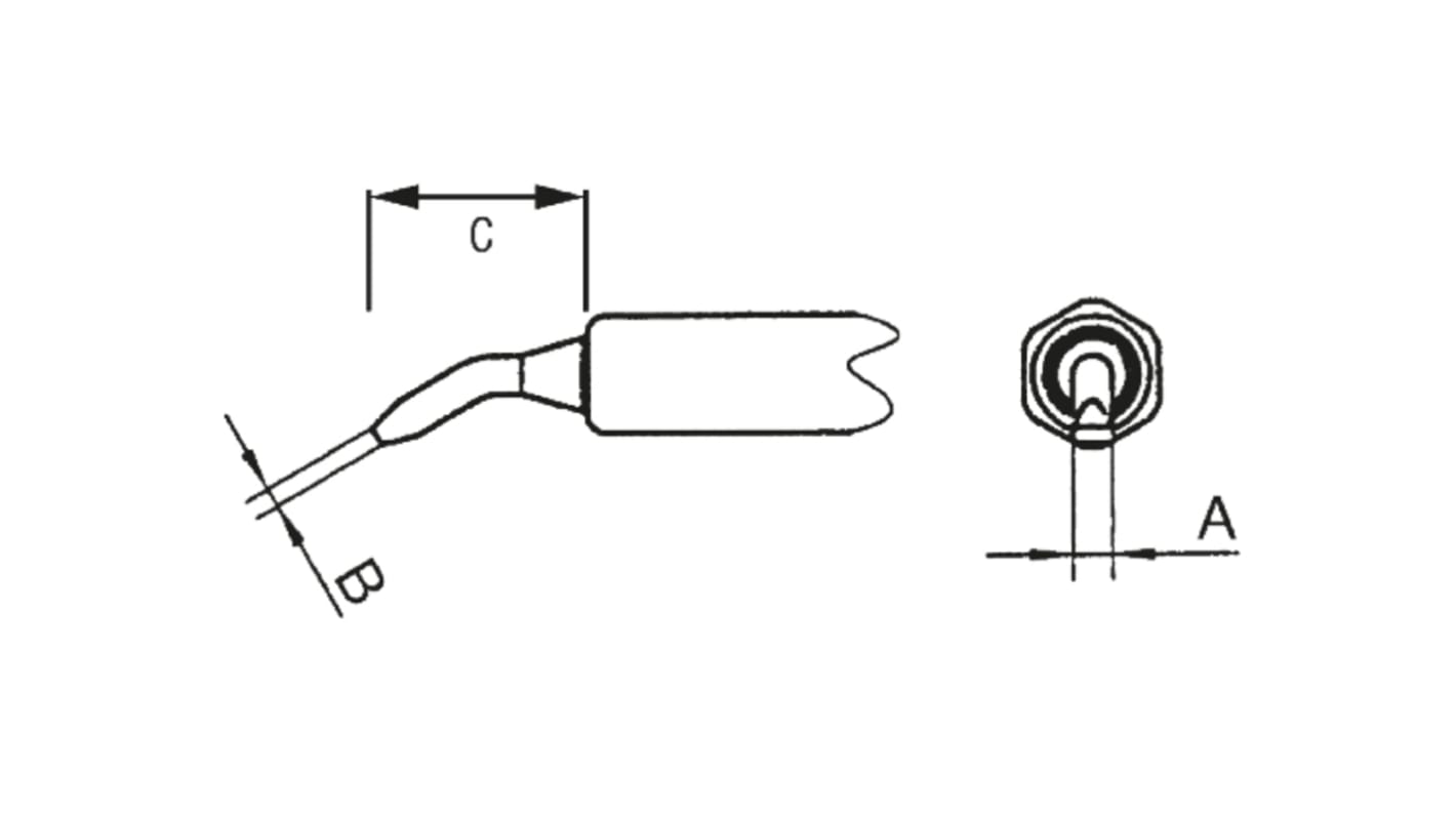 Punta de soldadura tipo Cincel Curvado Weller, serie NT mod. NTAX, punta de 1.6 mm, para usar con WMP, WMPT