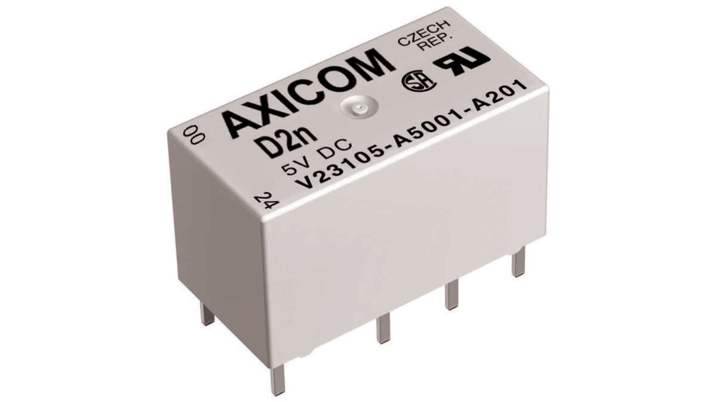 TE Connectivity PCB Mount Signal Relay, 5V dc Coil, 3A Switching Current, DPDT