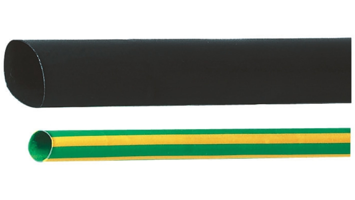 Tubo termorretráctil HellermannTyton de Poliolefina Reticulada Verde/Amarillo, contracción 3:1, Ø 24mm, long. 1m