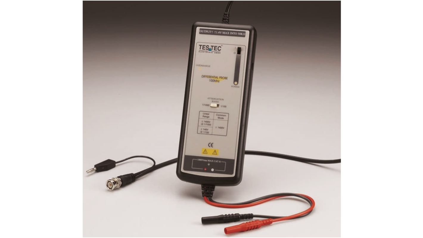 Testec SI Series TT-SI 9010 Oscilloscope Probe, Active, Differential Type, 70MHz, 1:100, 1:1000, BNC Connector