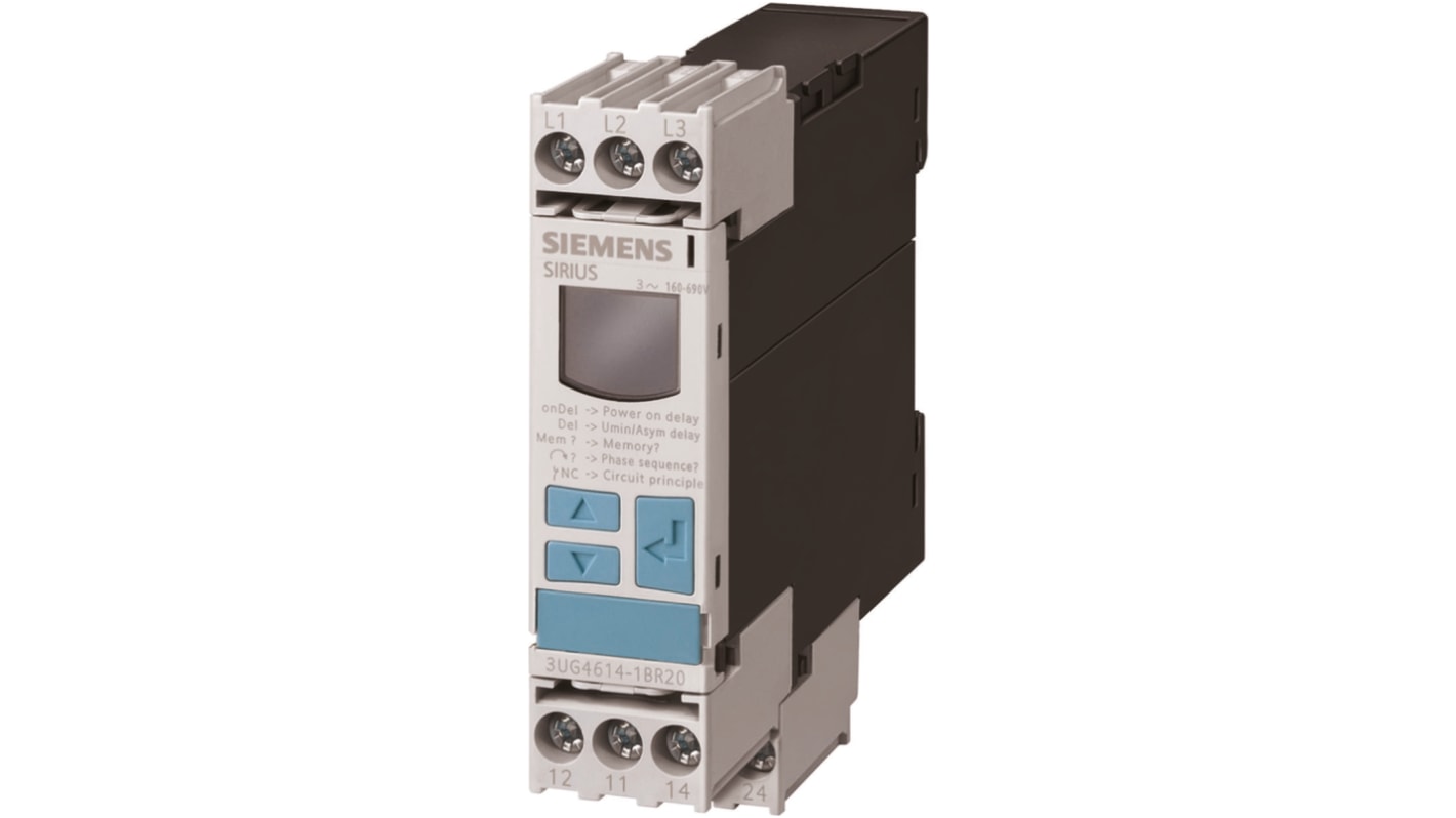 Siemens Phase Monitoring Relay, 3 Phase, DPDT, 160 → 690V ac, DIN Rail