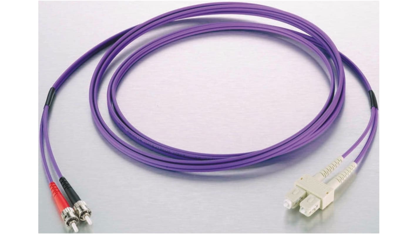 Cable de fibra óptica RS PRO OM3, con A: LC, con B: ST, long. 10m, funda libre de halógenos y bajo nivel de humo