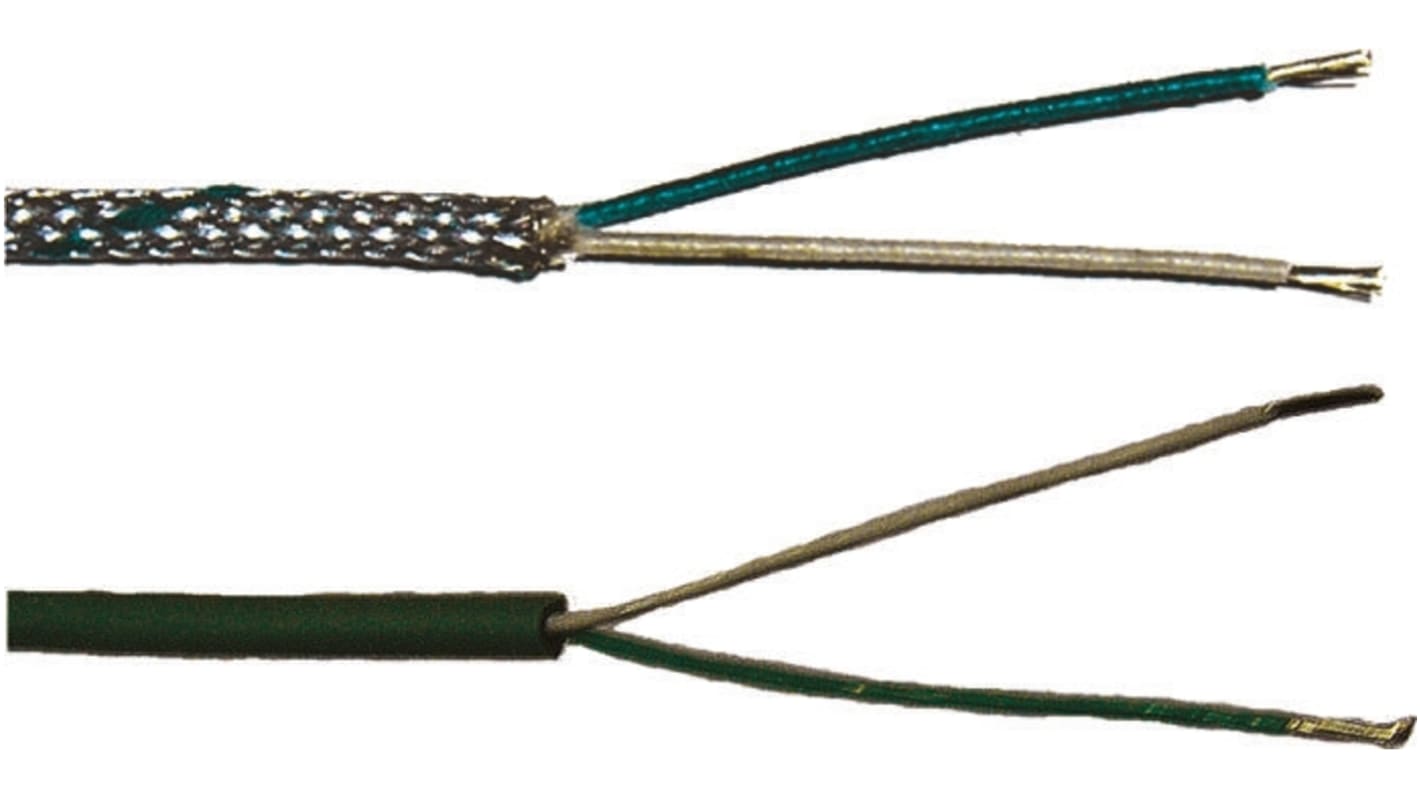 Jumo Type K Thermocouple & Extension Wire, 25m, Unscreened, Fibreglass Insulation, +350°C Max
