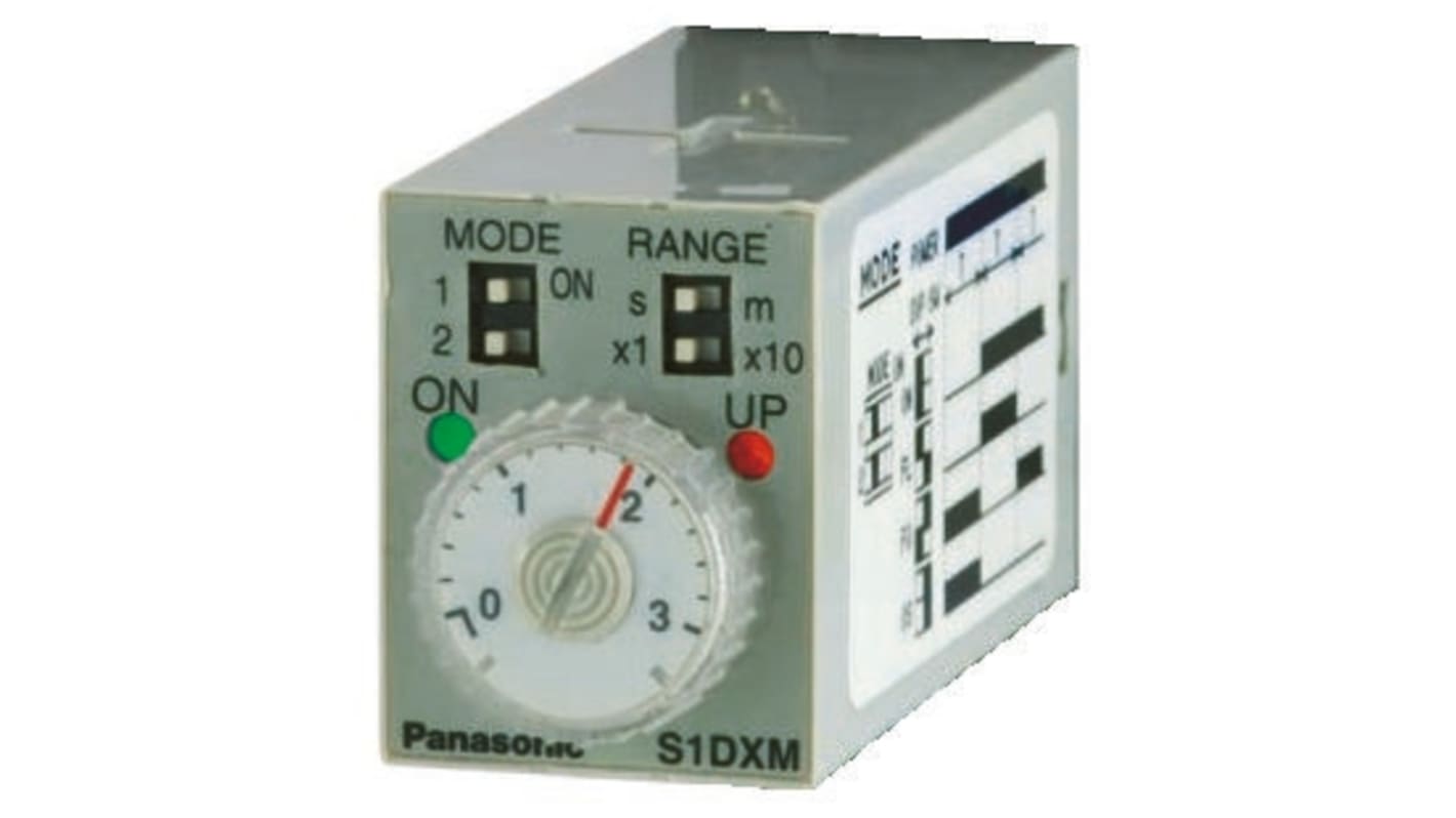 Panasonic S1DXM Series Timer Relay, 220 → 240V ac, 2-Contact, 0.05 min → 10h, DPDT