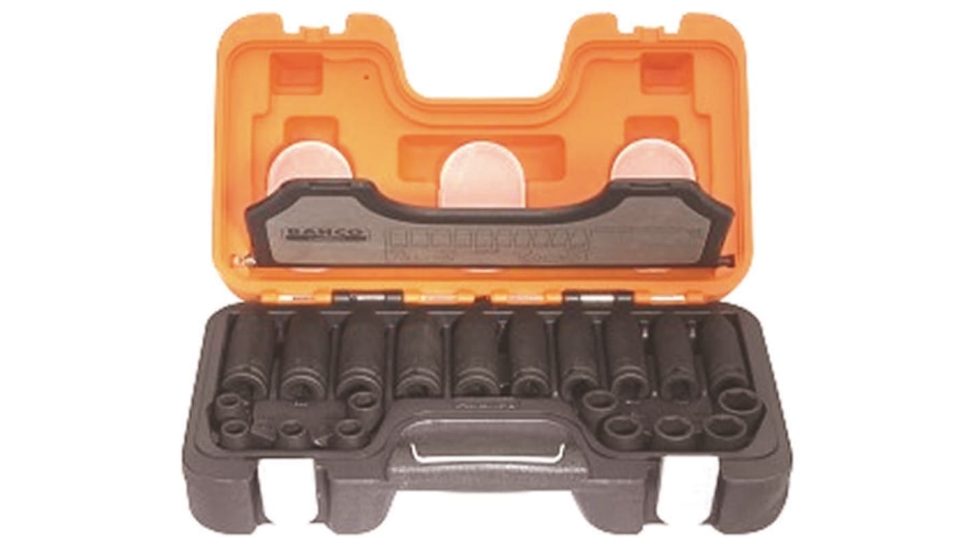 DDD/S20 Bahco 20Piece Metric 1/2 in Deep Impact Socket/Standard Impact Socket Set , 6 point