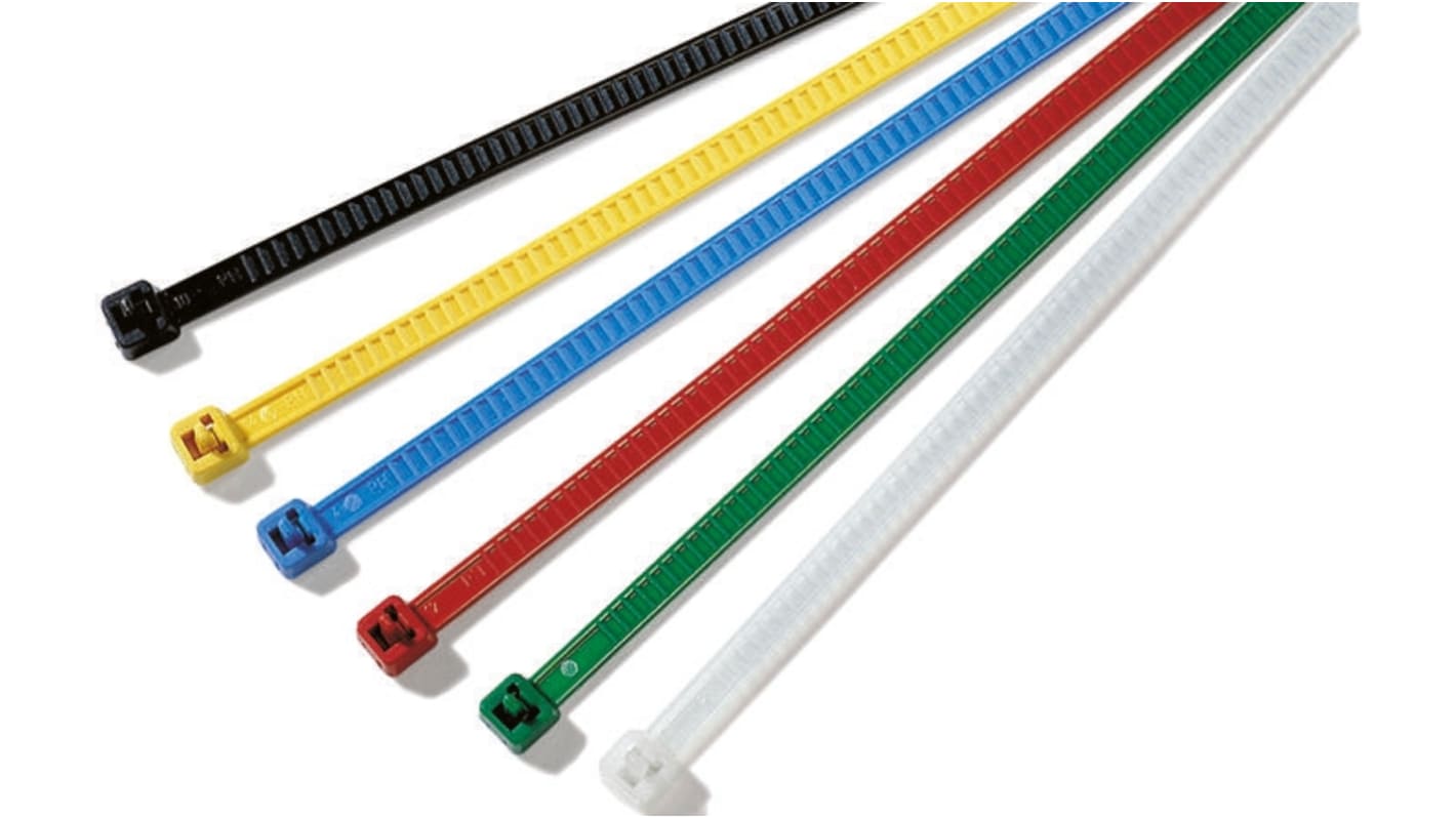 HellermannTyton Cable Tie, Releasable, 195mm x 4.7 mm, Red PA 6.6, Pk-25