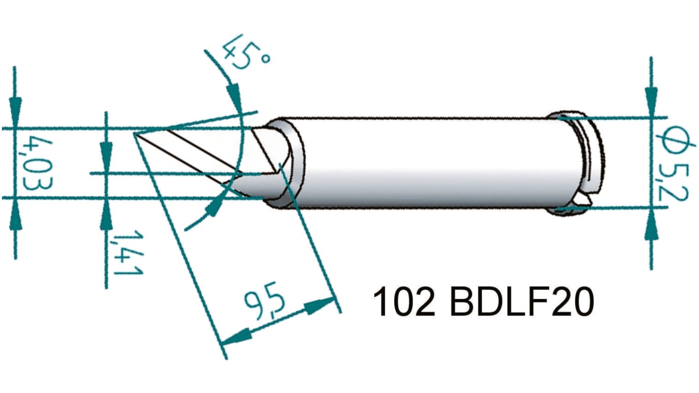 Punta de soldadura tipo Cuchillo Ersa, serie 102, punta de 2 x 4 mm, para usar con I-Tool