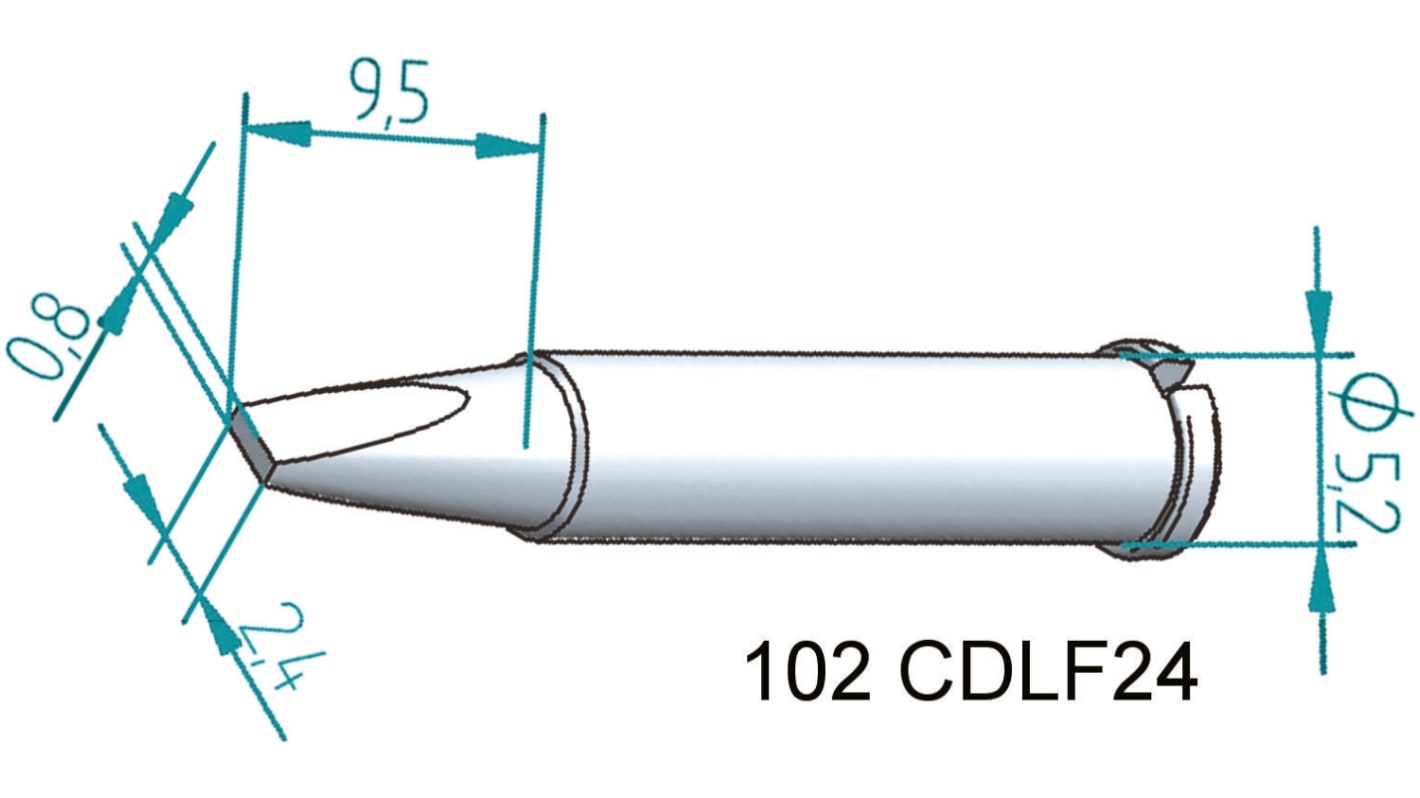 Punta de soldadura tipo Cincel Ersa, serie 102, punta de 0,8 x 2,4 mm, para usar con I-Tool