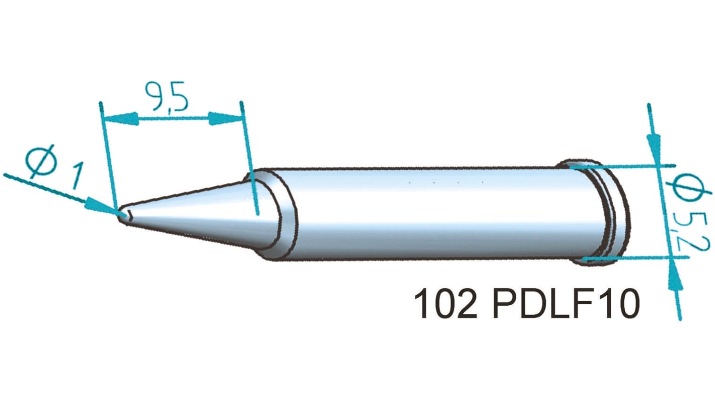 Punta de soldadura tipo Cónico Ersa, serie 102, punta de 1 mm, para usar con I-Tool