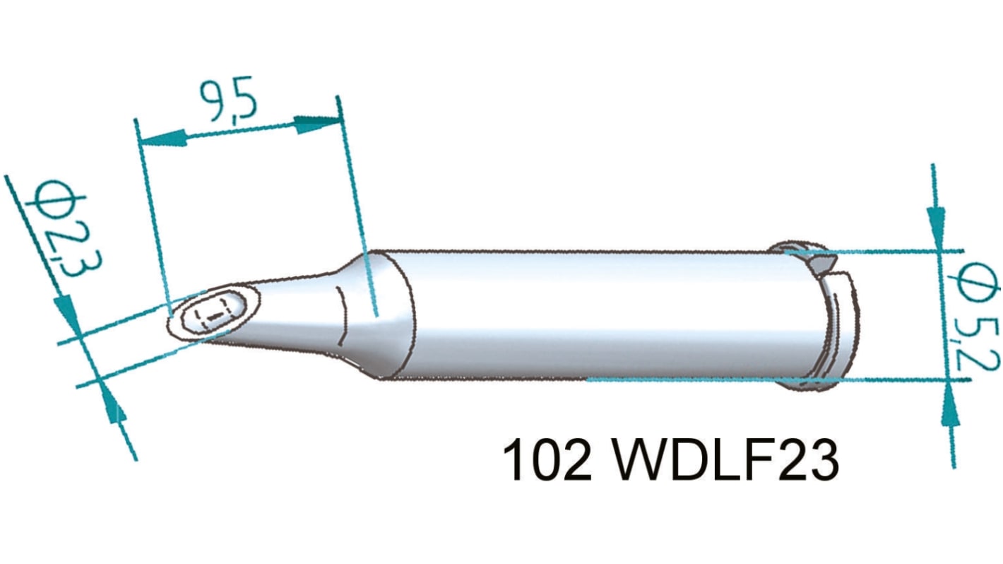 Punta de soldadura, tipo recto Ersa, serie 102, punta de 2,3 mm, para usar con I-Tool