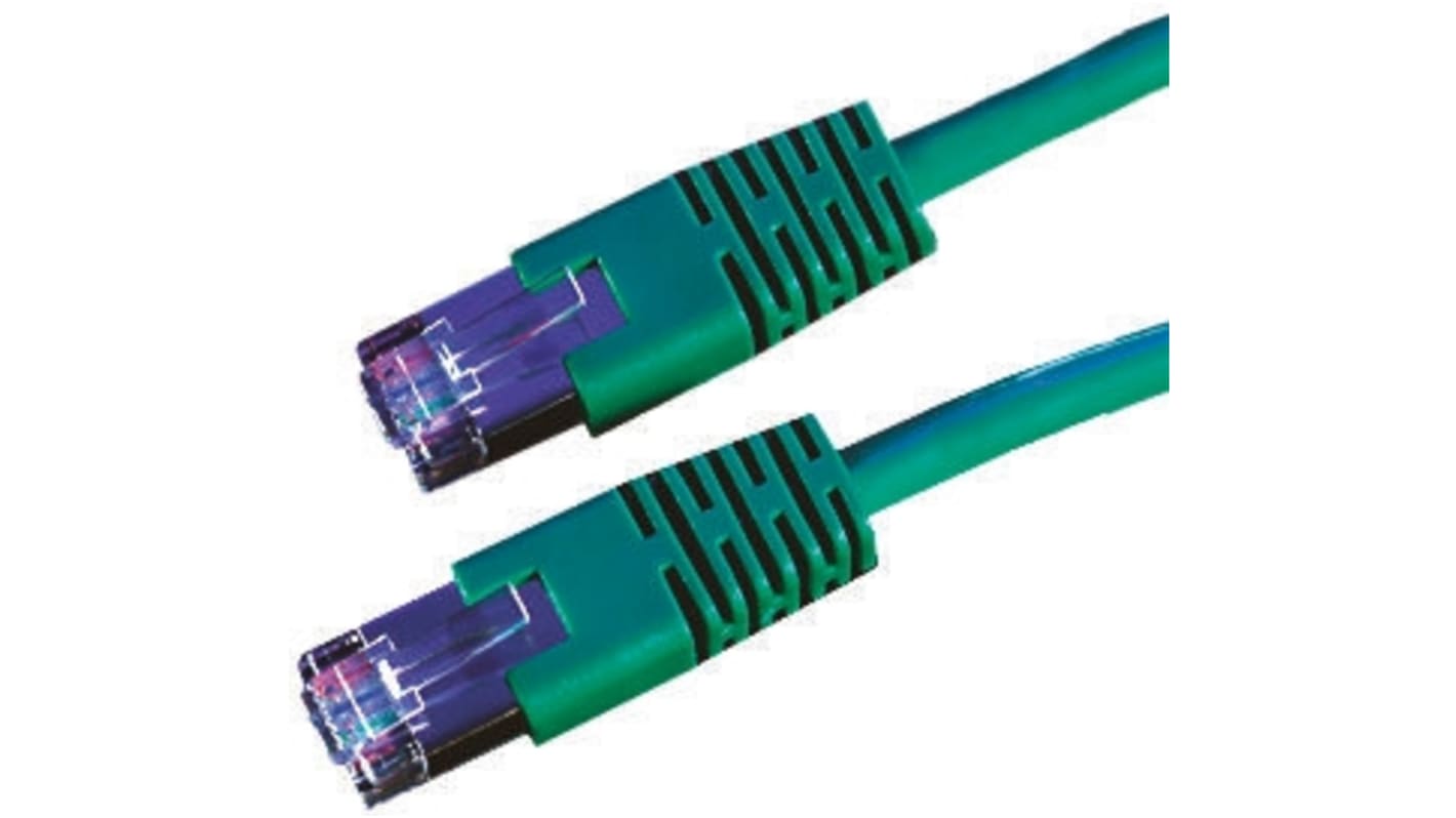 Roline Cat6 Male RJ45 to Male RJ45 Ethernet Cable, S/FTP, Green PVC Sheath, 10m