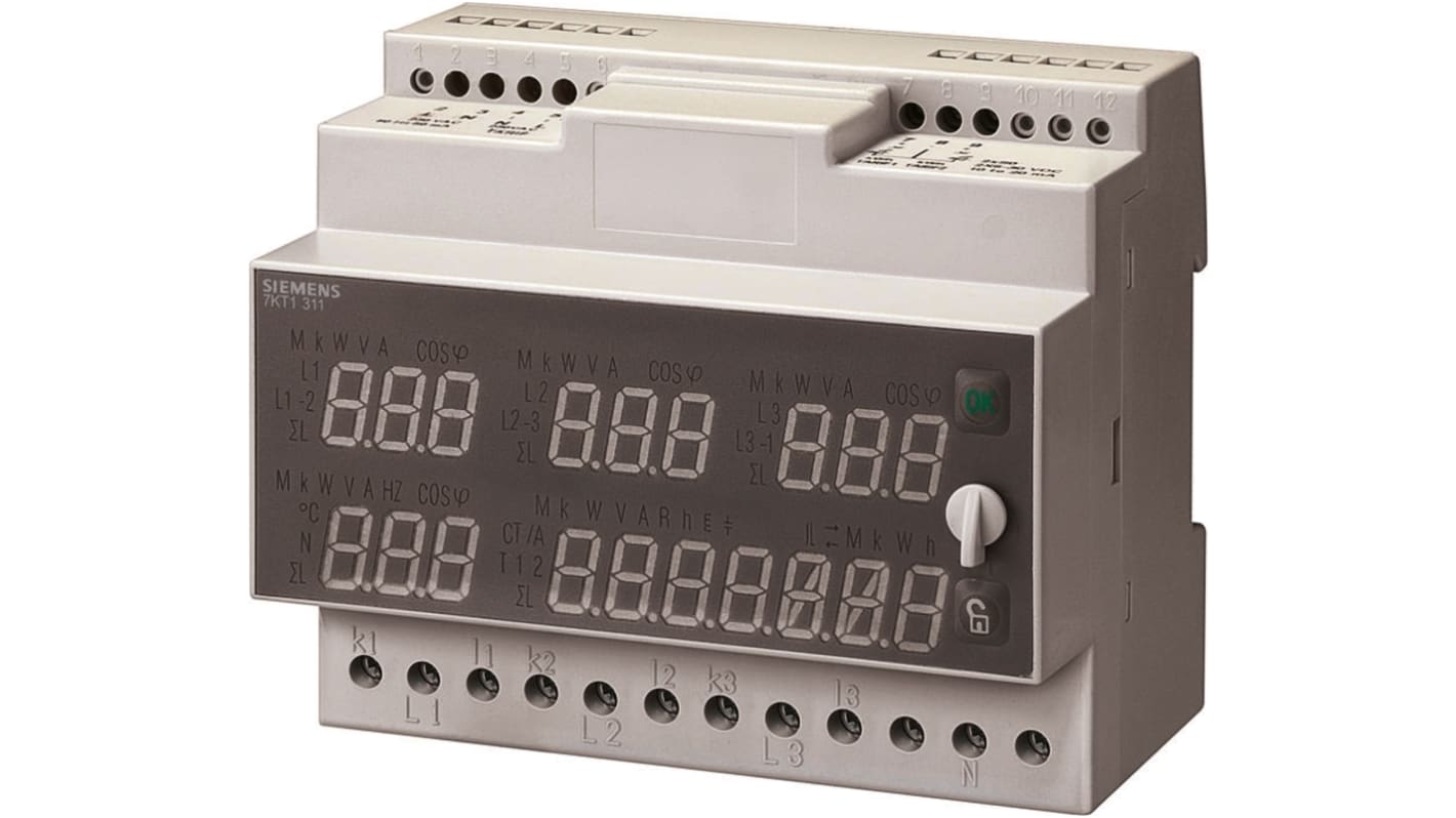 Contatore di energia Siemens, 3 fasi, display LED a 19 cifre