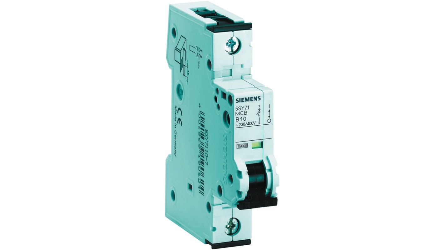 Siemens Sentron 5SY7 MCB, 1P, 6A Curve B, 230V AC, 15 kA Breaking Capacity