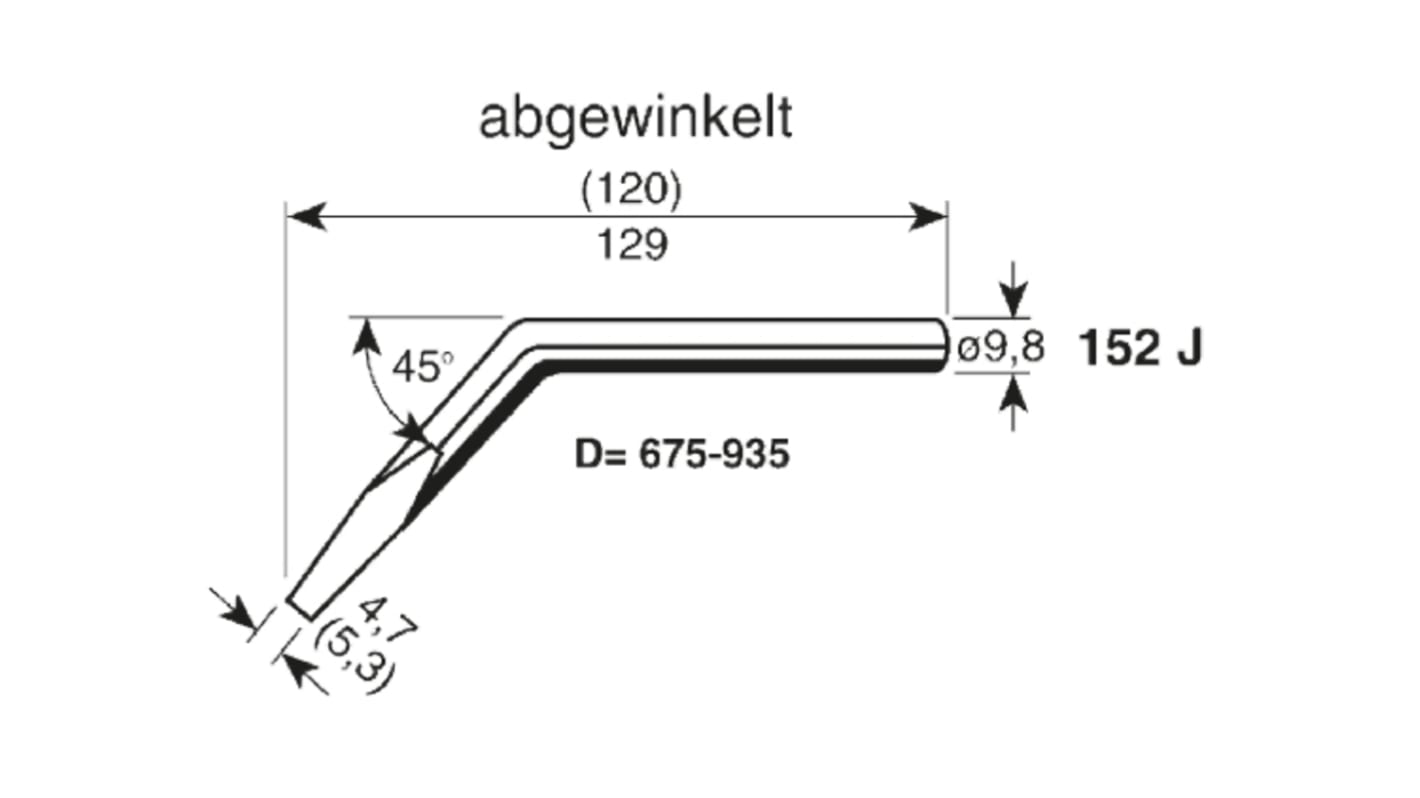 Punta de soldadura tipo Cincel Ersa, serie 152, punta de 5.3 mm, 45°, para usar con ERSA 150 S