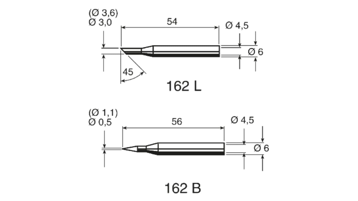 Ersa Lötspitze 3 mm Angeschrägt 45° Serie 162 für Multitip C15, Spitze 260