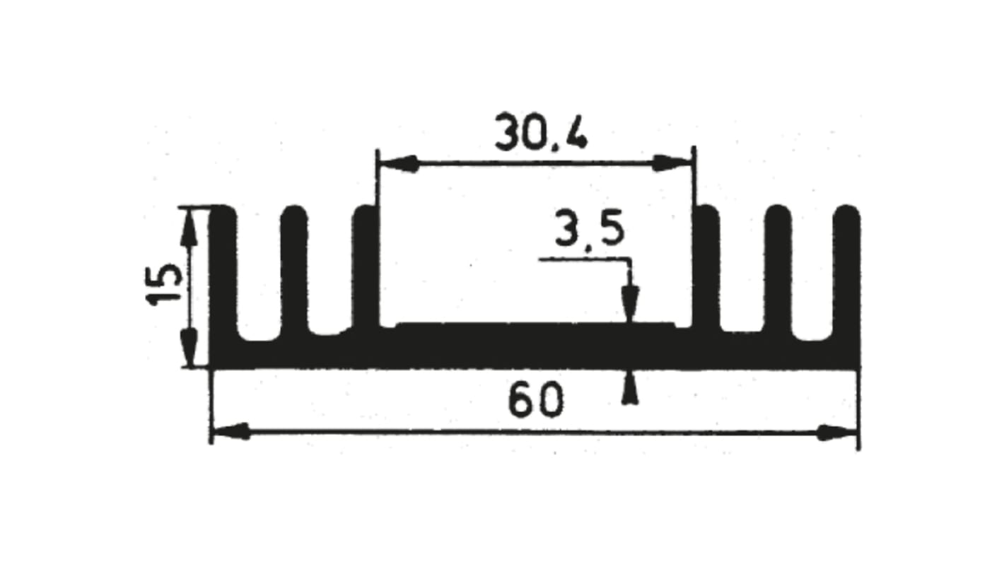 Seifert Kühlkörper für Universelle rechteckige Alu, 1m x 60mm x 15mm