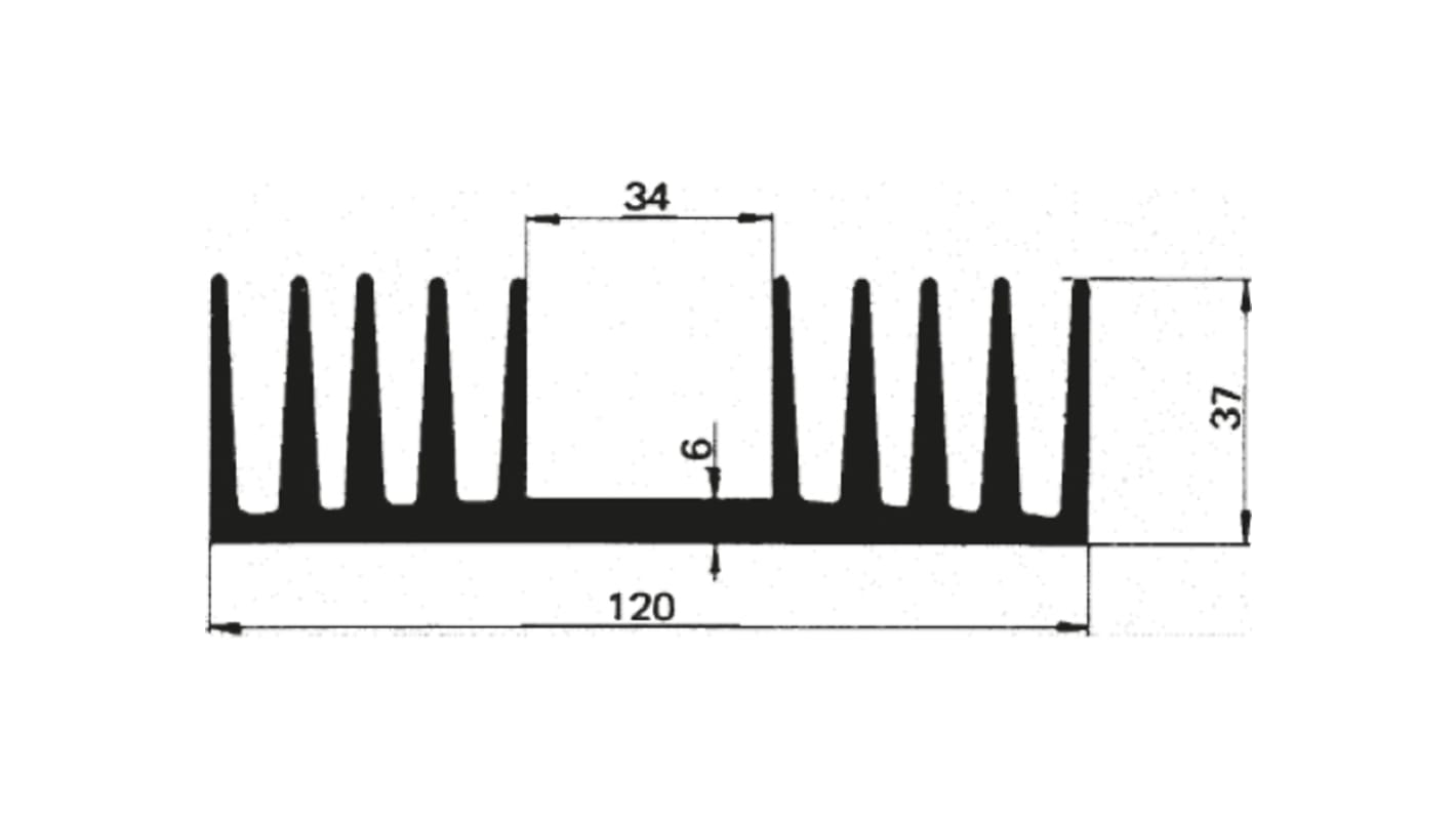 Seifert Kühlkörper, 1m x 120mm x 37mm