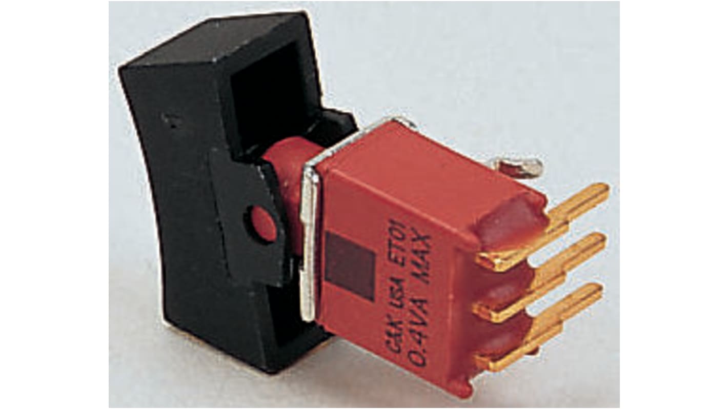 Interruptor de balancín, ET03J6ABE2, Contacto SPDT, On-Off-On, 400 mA a 20 V, No, Negro