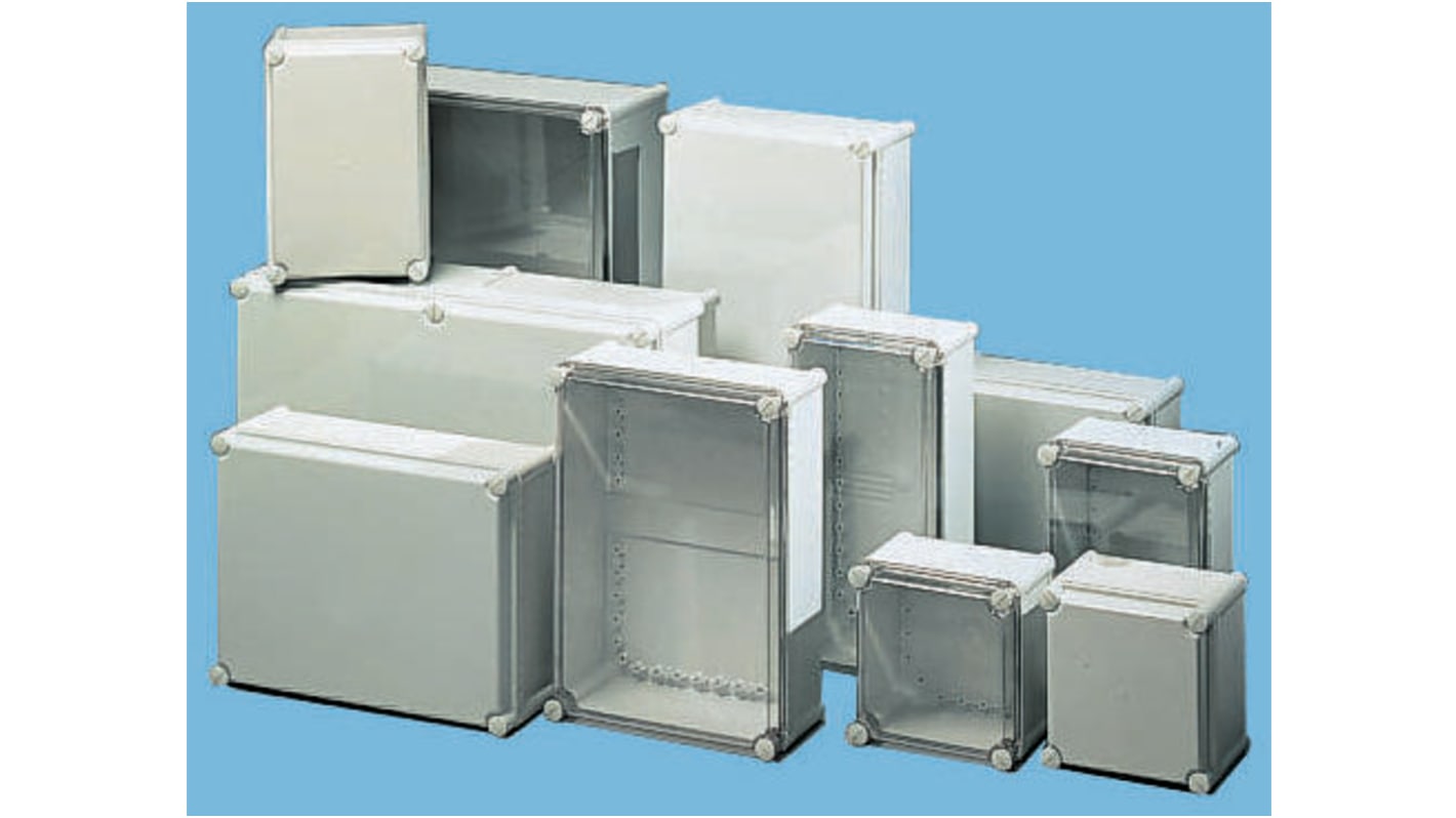 Fibox SOLID PC Series Grey Polycarbonate Enclosure, IP66, IP67, Transparent Lid, 378 x 188 x 180mm