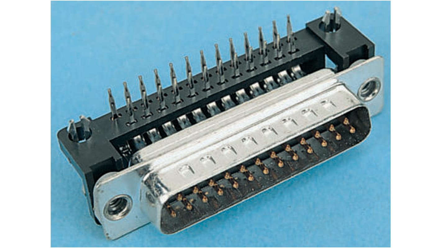 Amphenol FCC17 9 Way Right Angle Through Hole D-sub Connector Plug, with 4-40 UNC Threaded Inserts, Boardlocks