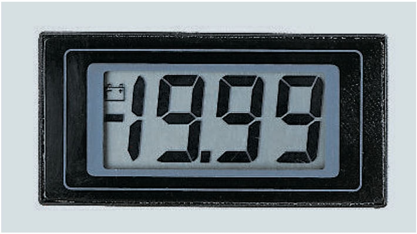 Voltímetro digital DC Lascar, con display LCD, 3.5 dígitos, precisión +/-1%, alim. 7,5 → 14 V cc, dim. 45mm x