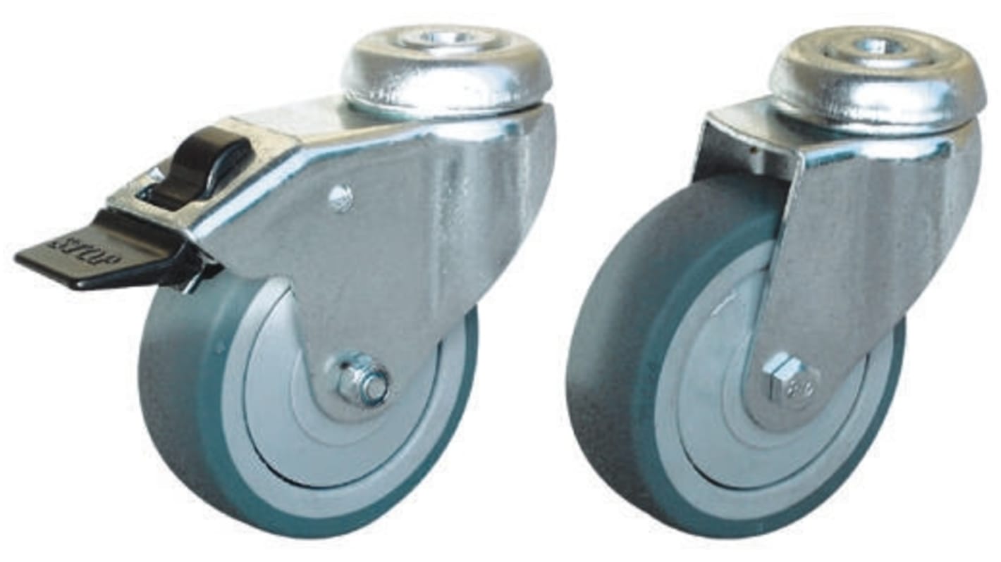 Stem Swivel Castors, 50kg, Rubber tyres