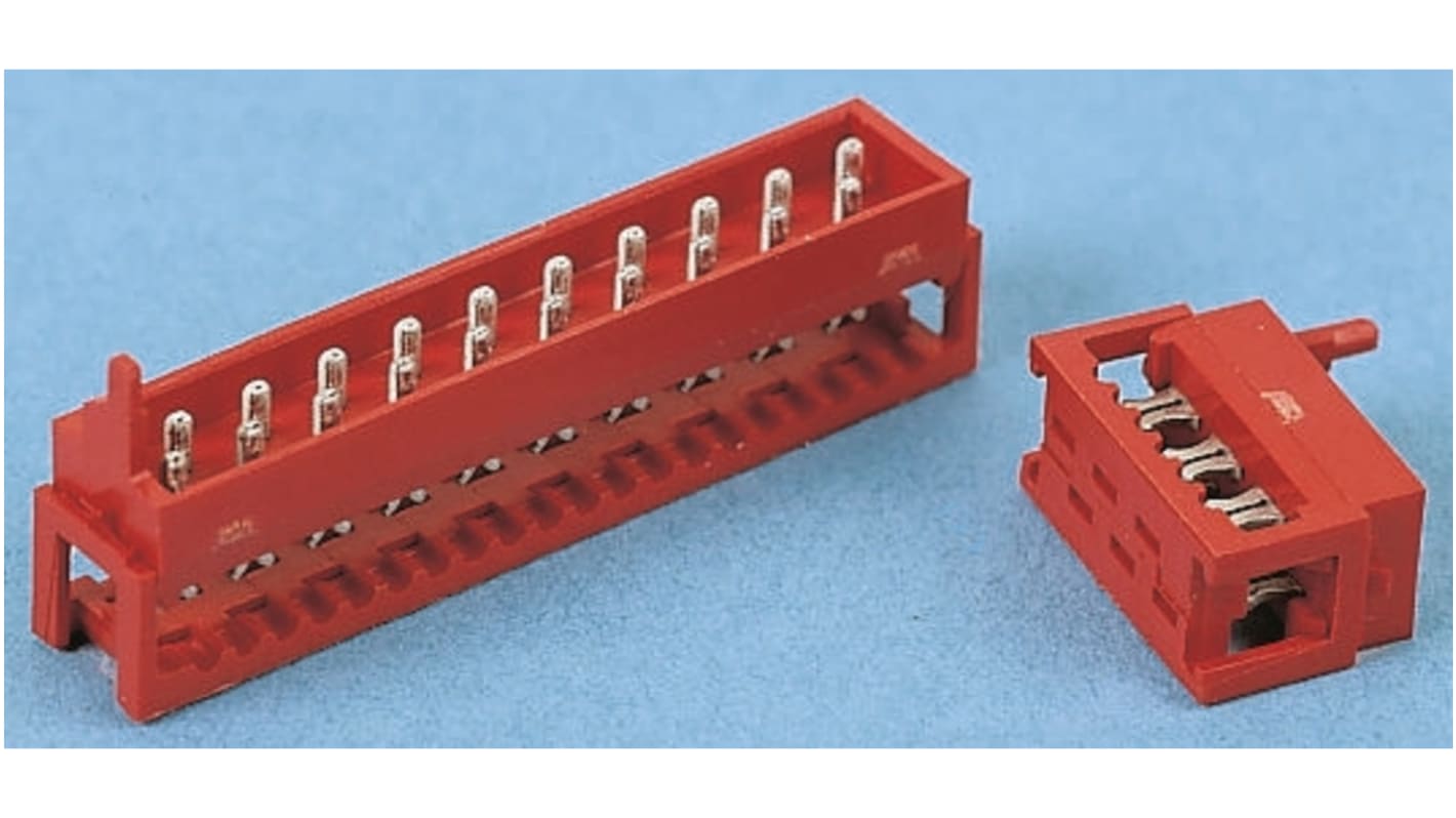 TE Connectivity Micro-MaTch IDC-Steckverbinder Stecker, gewinkelt, 14-polig / 2-reihig, Raster 1.27mm