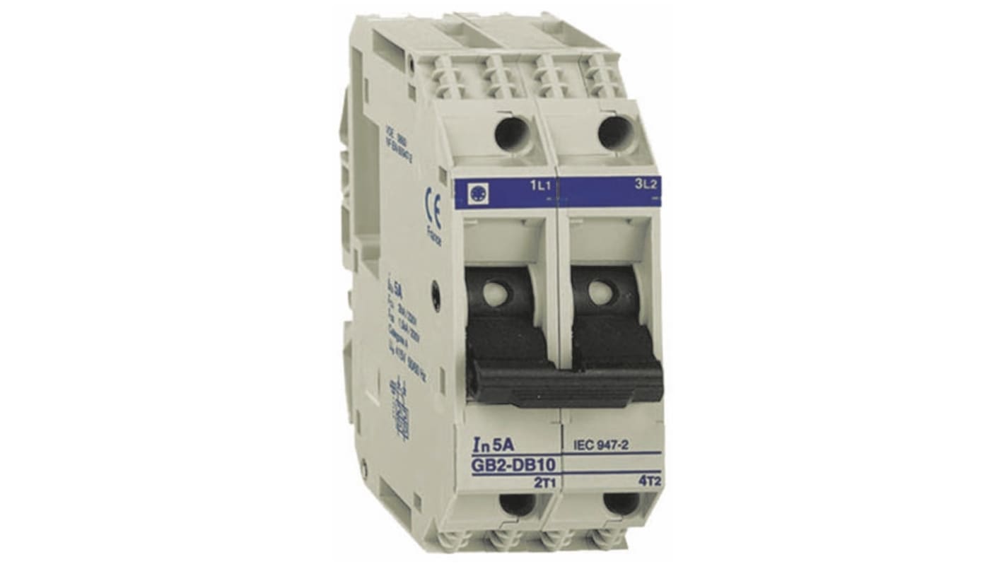 Schneider Electric TeSys Thermal Circuit Breaker - GB2 2 Pole 277V ac Voltage Rating DIN Rail Mount, 10A Current Rating