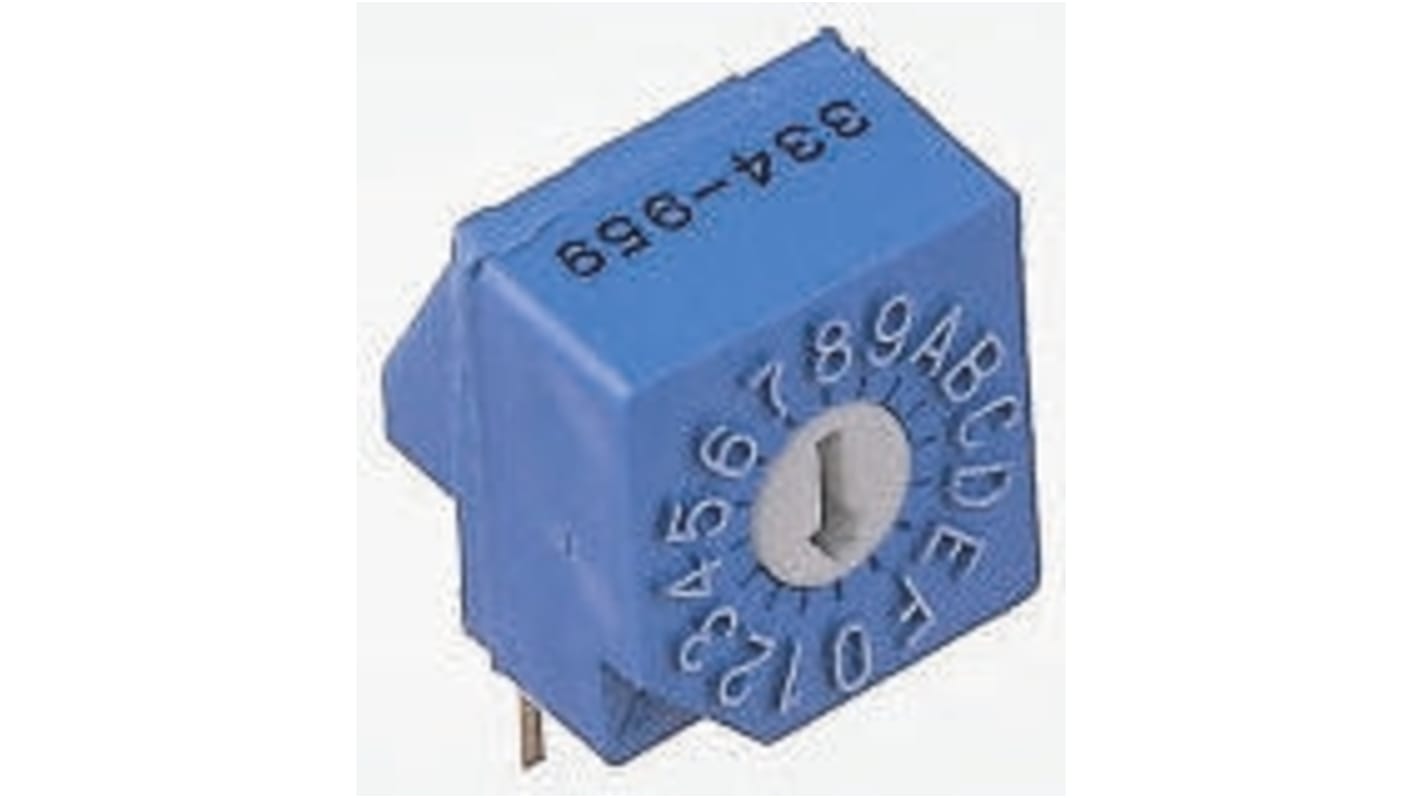 DIP switch, Hulmontering, Krydsformet lige kærv 150 mA ved 24 V dc, 16-vejs, -20 → +85°C