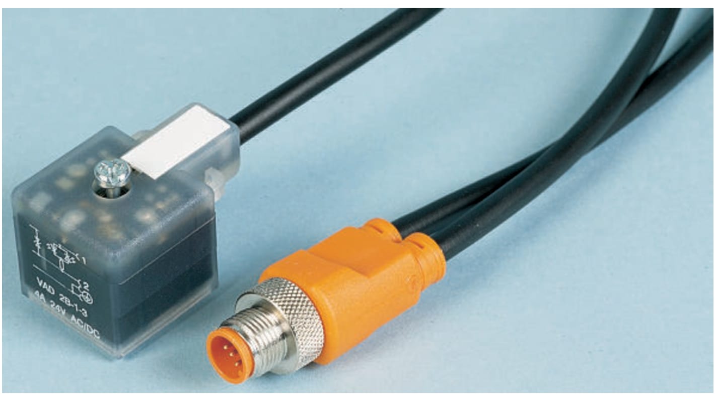 Lumberg Automation Right Angle Female 4 way DIN 43650 Form A to Straight Male 5 way M12 Sensor Actuator Cable, 1m