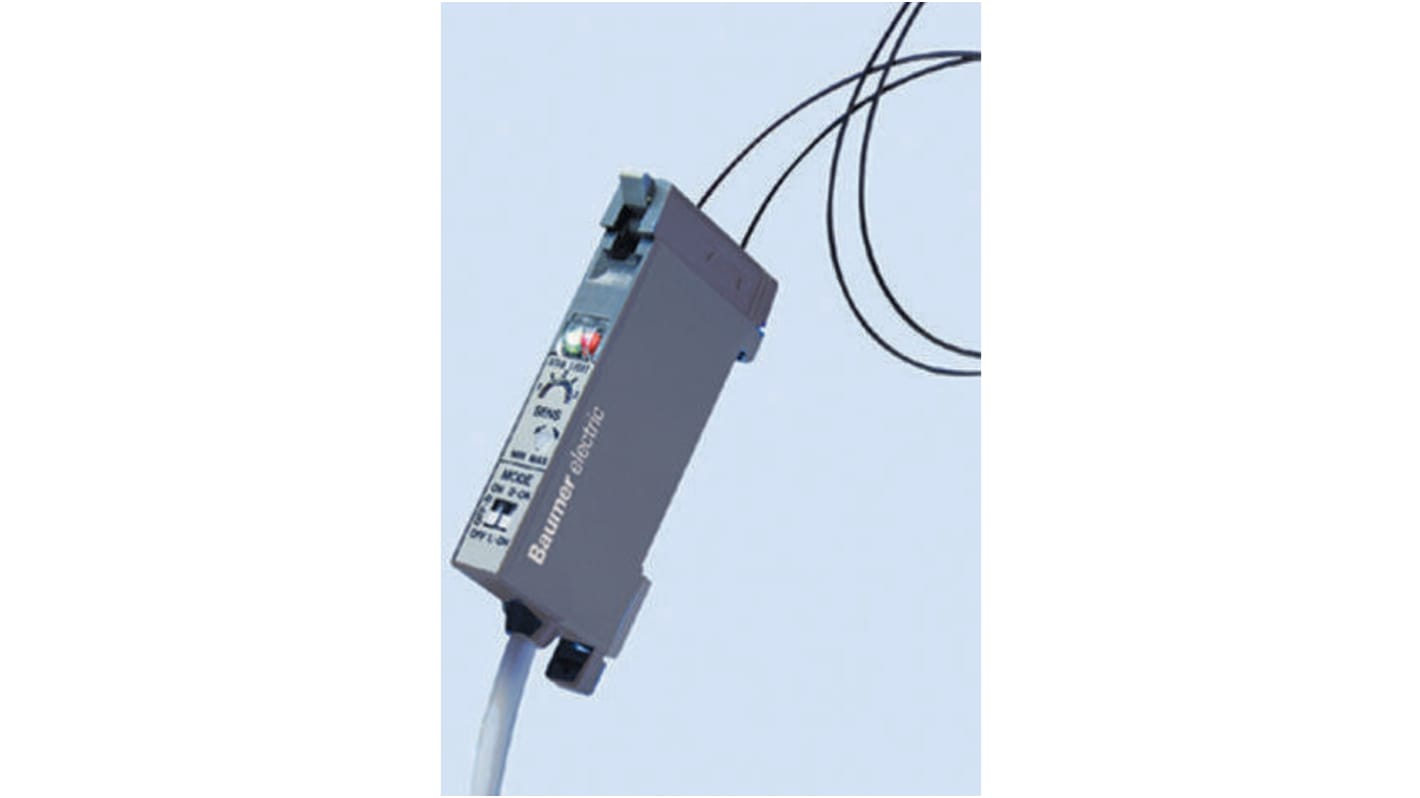 Baumer Plastic Fibre Optic Sensor 70 mm, PNP Output, IP40, 10 → 30 V dc