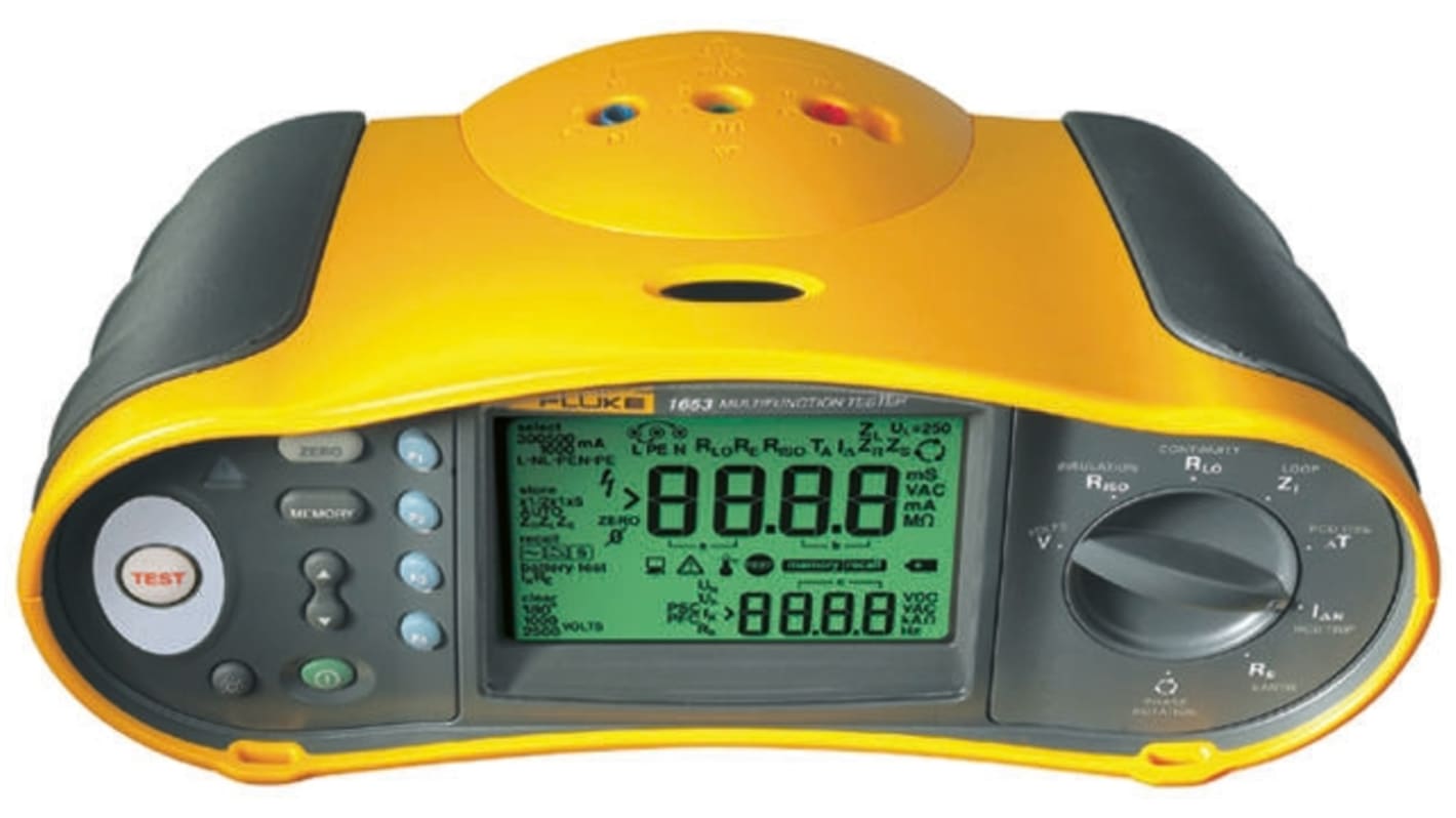 Fluke 1653 Installationstester 3-Draht autom.RCD Test Ohne Auslösung 50 V, 100 V, 250 V, 500 V, 1000 V RCD Rampentest