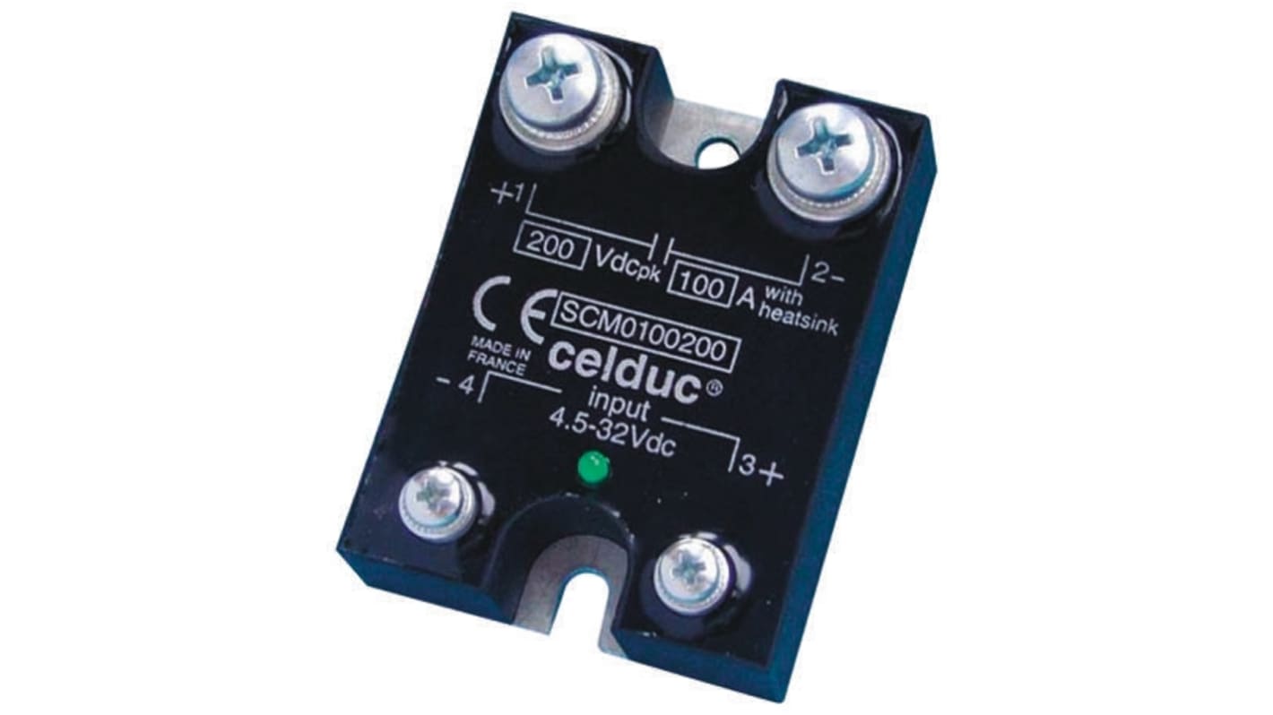 Relé de estado sólido Celduc SCM SCM de 1 polo, control 4,5 → 32 V dc, carga 2 → 200V dc, 30 A máx.,