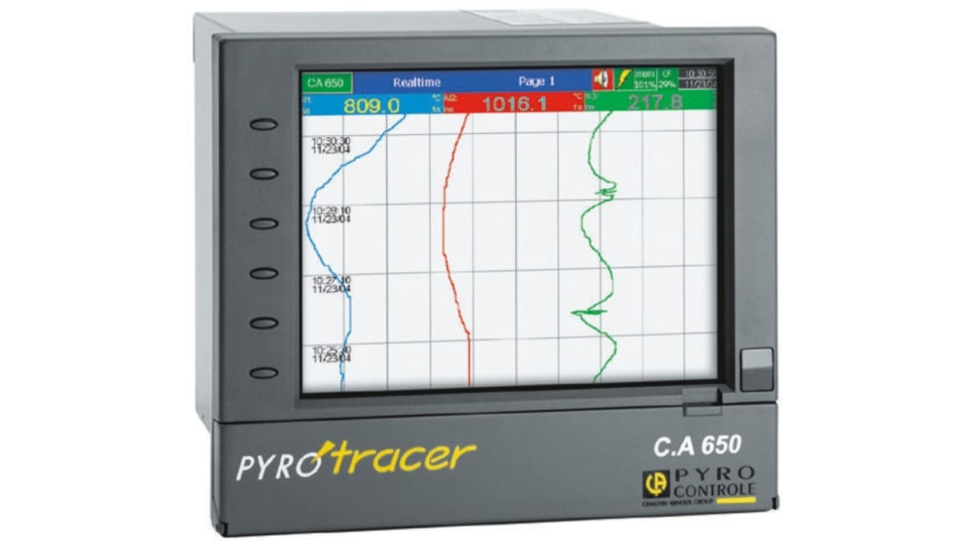 Pyro Controle CA650LV 4300-010-110-00, 3 Input Channels, Paperless Chart Recorder Measures Current, Temperature, Voltage