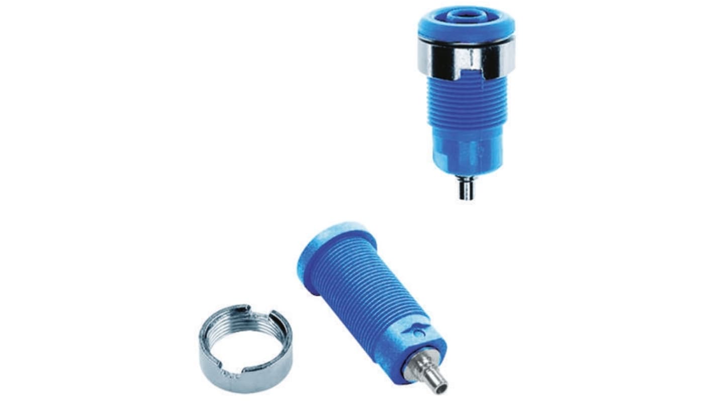 Staubli Blue Female Banana Socket, 4 mm Connector, Solder Termination, 24A, 1000V, Nickel Plating