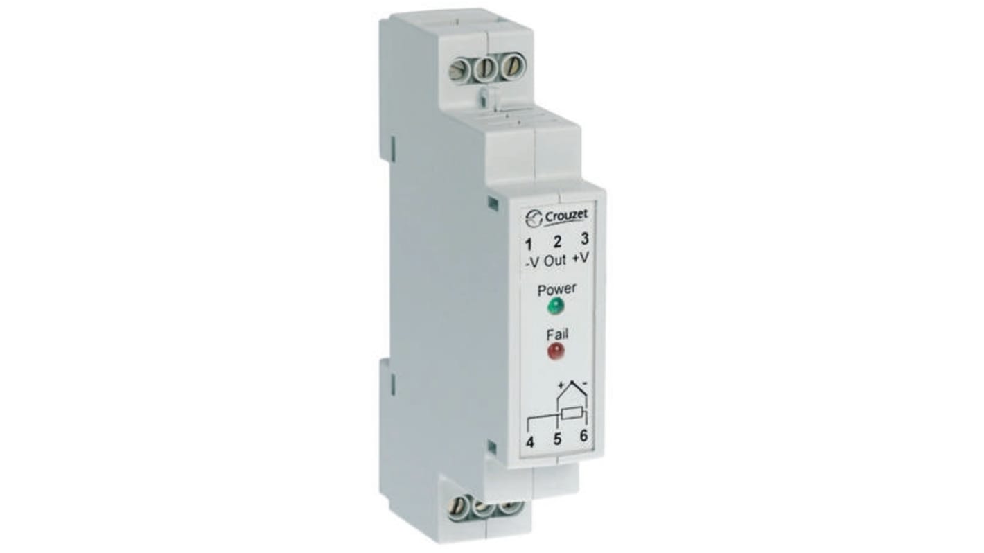 Acondicionador de señal Crouzet, alim. 24V dc, in. -40 → 40°C, out. 0 → 10V dc, para carril DIN