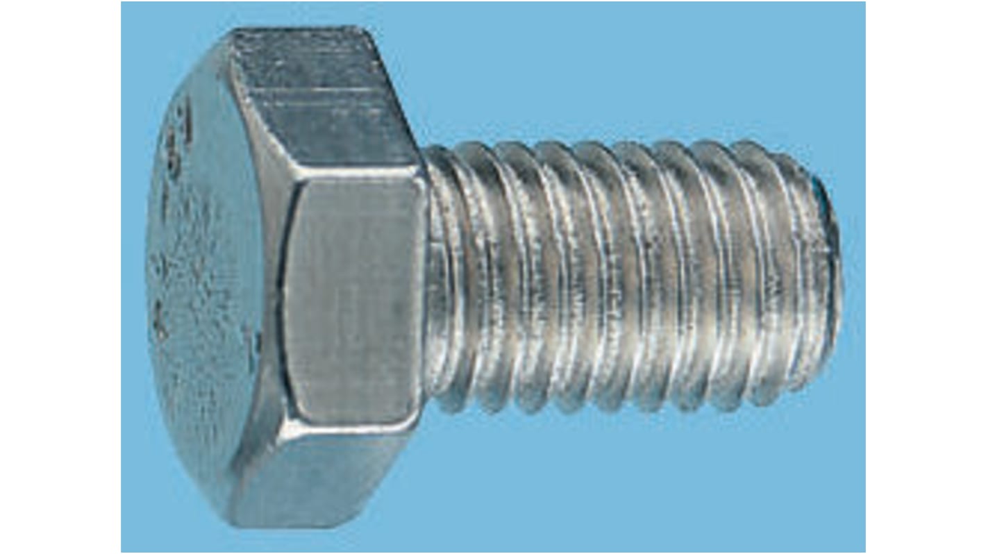 Zinc plated & clear Passivated Steel Hex, Hex Bolt, M4 x 20mm