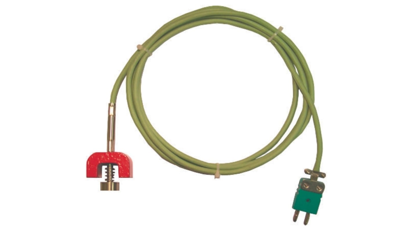 Termopar tipo K Correge, Ø sonda 8mm x 50mm, temp. máx +200°C, cable de 2.5m, conexión , con conector miniatura