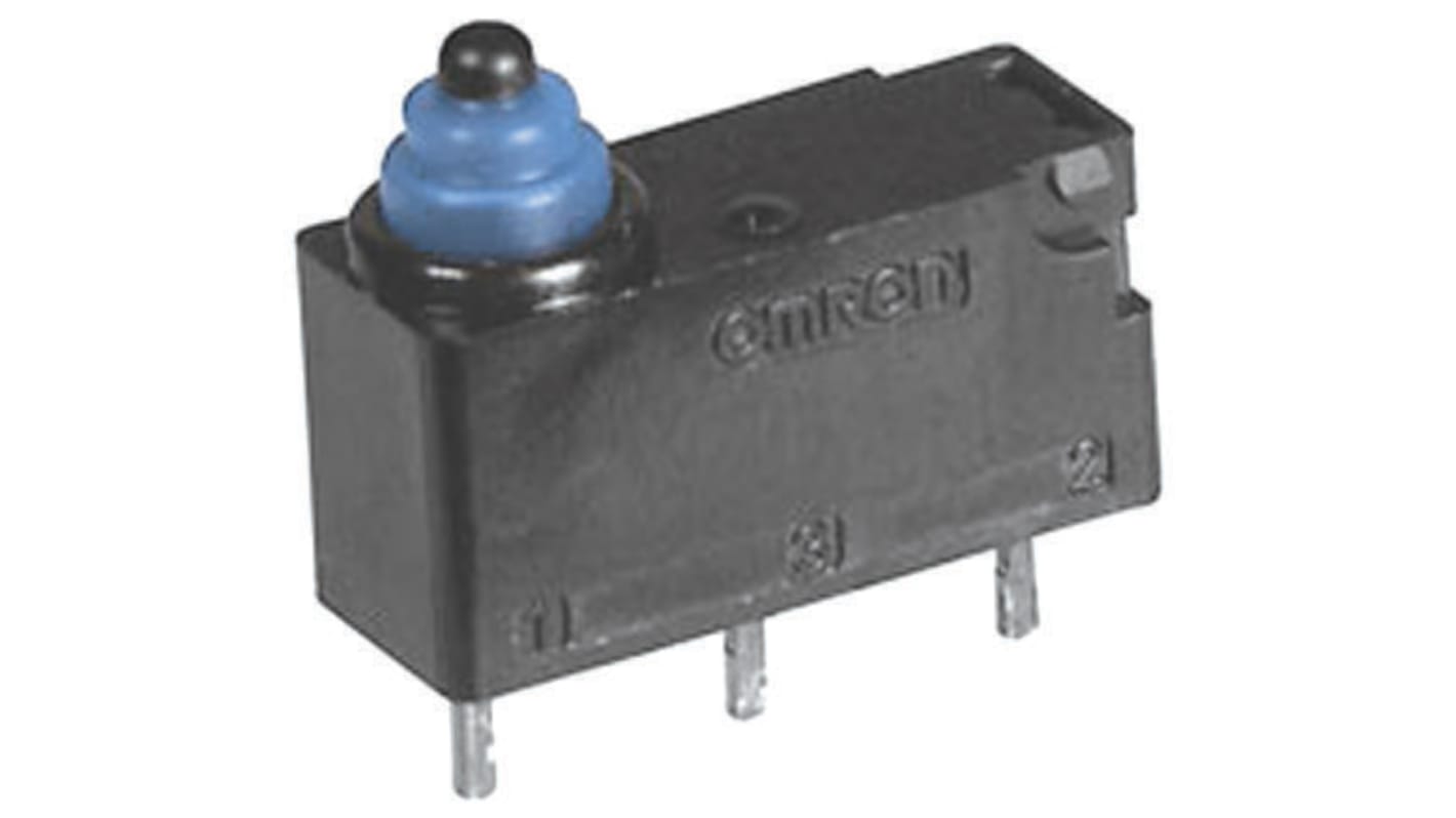 Omron Pin Plunger Micro Switch, Pre-wired Terminal, 2 A @ 12 V dc, SPST, IP67