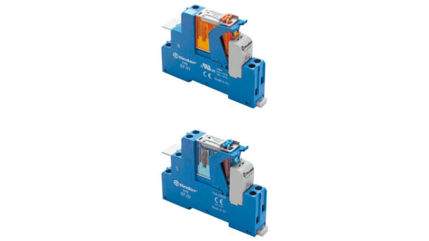 Finder 4C Series Interface Relais, 8.8V / 13.2V ac/dc 12V ac, 2-poliger Wechsler DIN-Schienen 250 → 440V ac